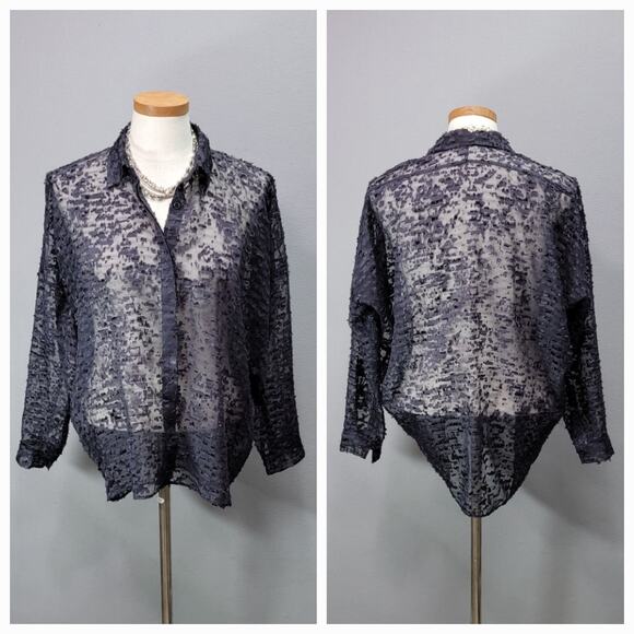 ALANI THE GRAY SHEER BLOUSE, SIZE S? - Picture 1 of 7